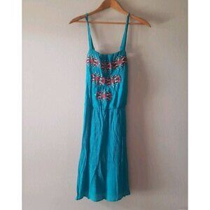 American Rag Cie 1784 BOHO Dress Blue Embroidered Lined Southwestern Size 1X